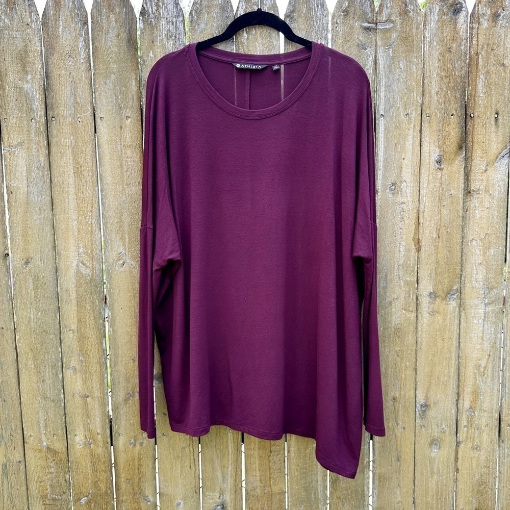 Athleta Cloudlight Long Sleeve Asymmetrical Top Aubergine Sz XS